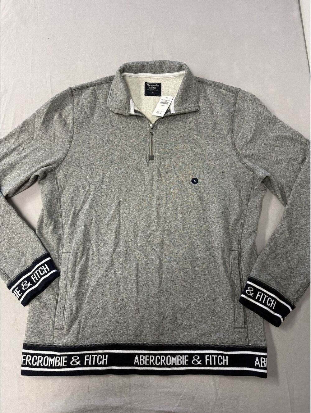 Abecrombie & Fitch Quarter Zip Fleece Grey - Tags - L